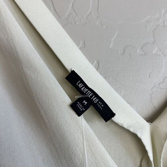 Lafayette 148 New York Top Womens Medium Ivory Silk Sleeveless Blouse V-neck NEW - Picture 6 of 8